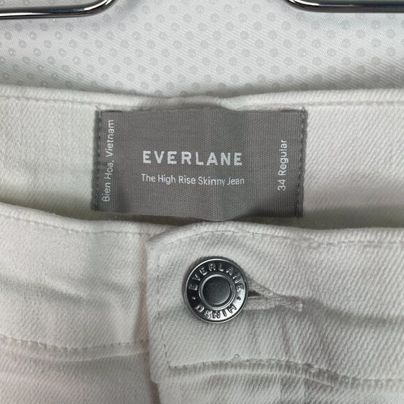 Everlane The Authentic Stretch High Rise Skinny Cotton Jean White Plus Size 34 - Picture 6 of 10